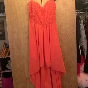 deb dress in coral pink
